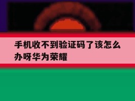 手机收不到验证码了该怎么办呀华为荣耀