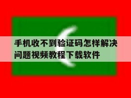 手机收不到验证码怎样解决问题视频教程下载软件的简单介绍