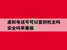 虚拟电话号可以查到机主吗安全吗苹果版的简单介绍