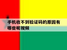 手机收不到验证码的原因有哪些呢视频