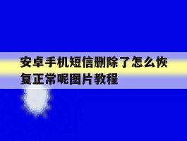 关于安卓手机短信删除了怎么恢复正常呢图片教程的信息