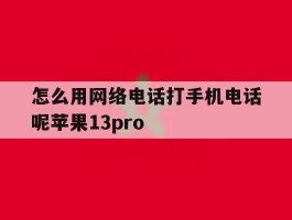 怎么用网络电话打手机电话呢苹果13pro的简单介绍