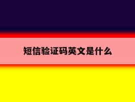 短信验证码英文是什么