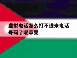 虚拟电话怎么打不进来电话号码了呢苹果