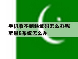 手机收不到验证码怎么办呢苹果8系统怎么办