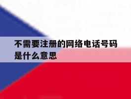 不需要注册的网络电话号码是什么意思