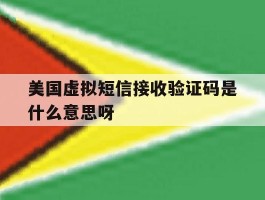 美国虚拟短信接收验证码是什么意思呀的简单介绍