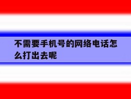 不需要手机号的网络电话怎么打出去呢