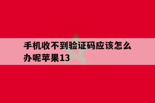手机收不到验证码应该怎么办呢苹果13 手机收不到验证码应该怎么办呢苹果13
