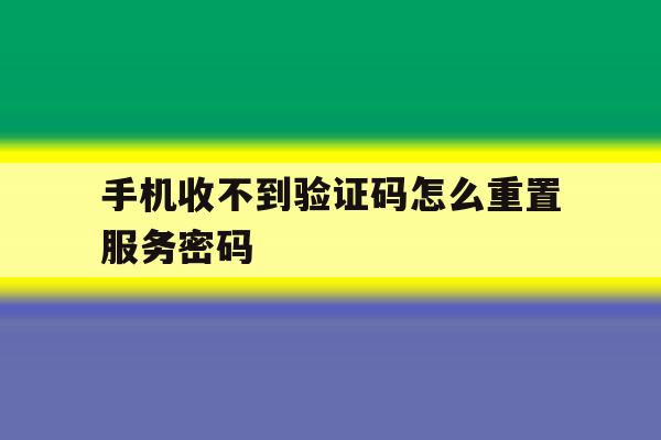 手机收不到验证码怎么重置服务密码 手机收不到验证码怎么重置服务密码