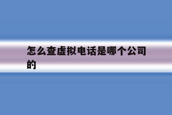怎么查虚拟电话是哪个公司的 怎么查虚拟电话是哪个公司的