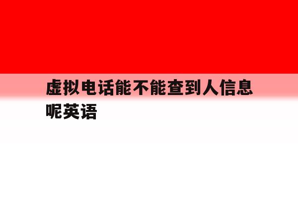 虚拟电话能不能查到人信息呢英语 虚拟电话能不能查到人信息呢英语